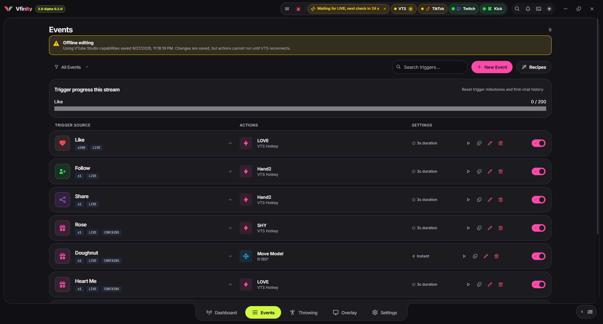 หน้าอีเวนต์ของ Vfinity